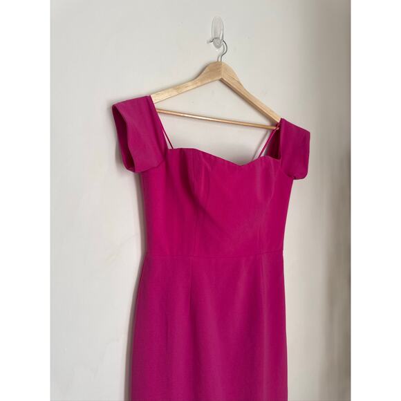 Dress The Population Bailey Off-Shoulder Bodycon Midi Dress in Hot Pink, Large - Picture 3 of 8